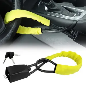 Steering wheel lock, anti-theft car device, seat belt lock, adjustable locking mechanism, universal in-car accessories to enhance safety, suitable for most vehicles and SUVs