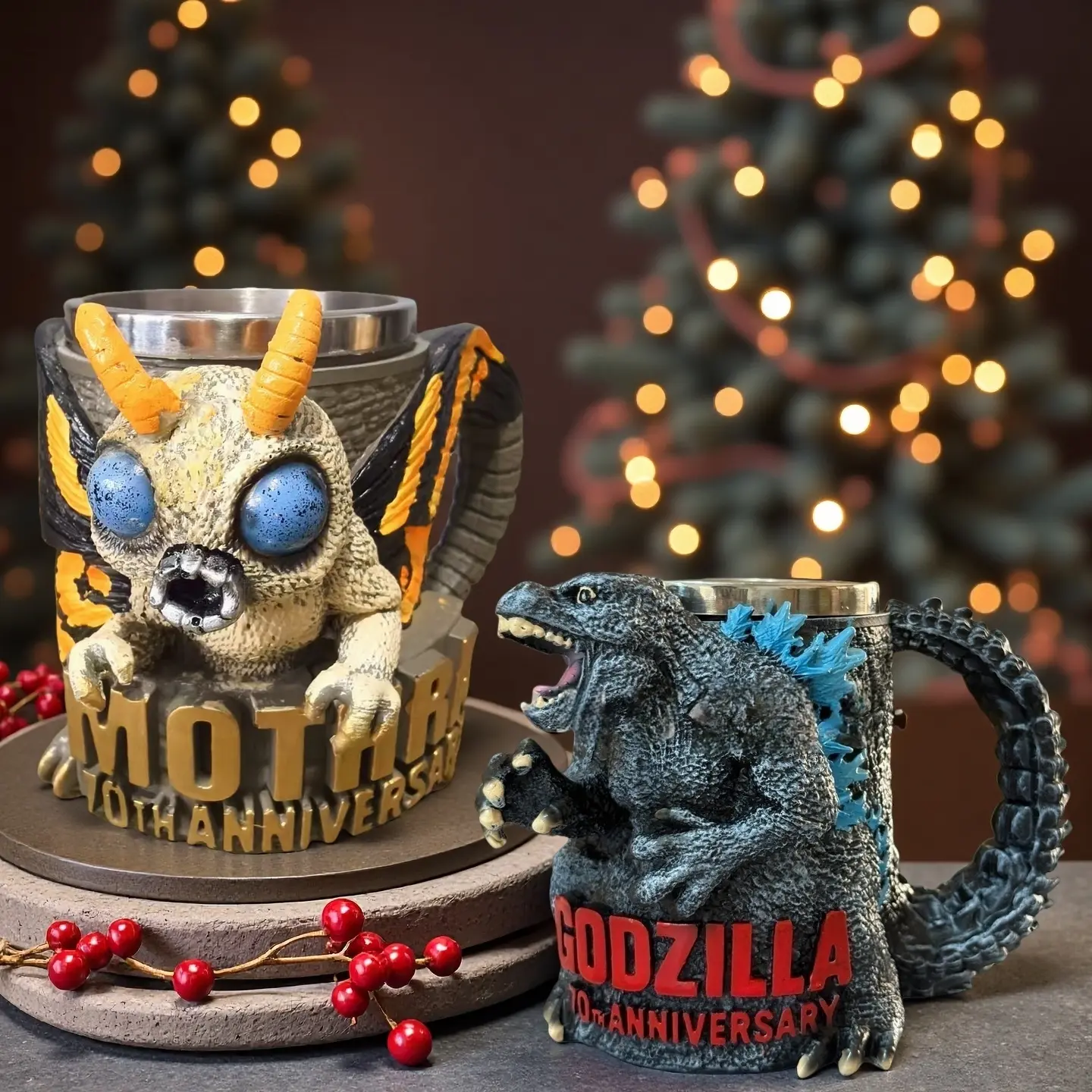 Godzilla 70th Anniversary Coffee Mug, Godzilla-Shaped Cup with Stainless Steel Inner Liner & Resin Surface, Aesthetic Drinkware, Perfect Gift for Fans, Novelty Coffee Cup, Drinking Mug