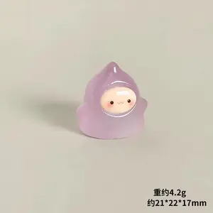 light yellow Cute  handmade decoration mini elf ghost night light cute granule desktop car ornament resin craftsGift