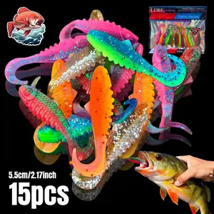 15pcs swimming lure set, 2.17 inches, made with shiny curly soft bait, bright colors, realistic artificial fishing bait designed to attract fish, Fishing Lures, Bass Fishing Lure, Fishing Gear