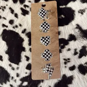 Western Checkered Symbol 5 cuff ring set