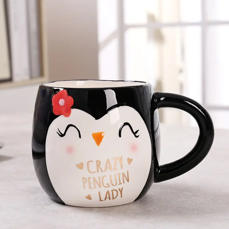 Cute Penguin Ceramic Mug, Cartoon Animal Design Coffee Cup, Office Milk Cup, Adorable Penguin Shape Drinkware for Daily Use, Funny Gift Mug