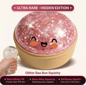 Viral Dumpling Squishy Mystery Blind Box ULTRA RARE Pink Glitter Hidden Edition | Dumpling Squishies Squishy Dumpling Slow Rise Stress Relief Fidget Toy Soft TPR Squeeze Ball Sensory ASMR Gift Adults Teens