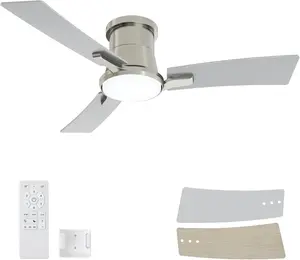 42 Inch Ceiling Fans with Lights,Stylish Flush Mount Ceiling Fans Low Profile Ceiling Fan,for Living Room,Bedroom and Courtyards,3CCT Dimmable,Noiseless,Reversible 6-Speed,Quiet ,ETL Listed