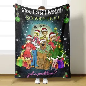 Scooby Doo Spooky Poster Scene Blanket Silky Touch Super Soft Throw for Halloween Christmas Gift Girls Bedroom Decor Cozy Nights in Festive Atmosphere