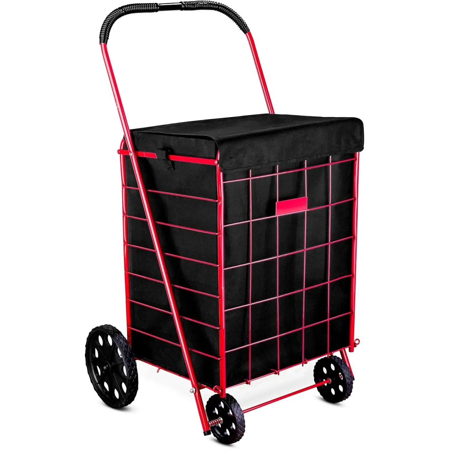 Shopping Cart Liner, 18" X 15" X 24", Square Bottom, Fits Standard Shopping Cart, Cover and Adjustable Straps for Easy Secure Attachment, Made from  Material, Black