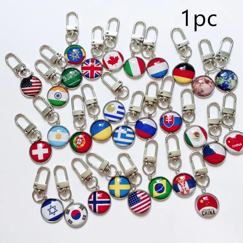 1pc National Flag Keychain, Round Metal Pendant, Motorcycle Car Keyring, Keyholder, Car Key Chains, Durable Design, Perfect Gift Idea, Heavy Duty Keychain