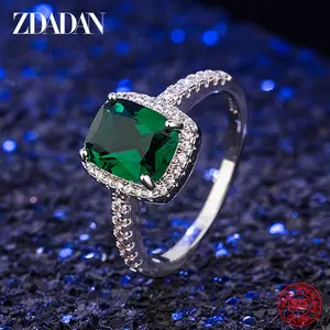 FASHION - ZDADAN 925 Sterling Silver Vintage Emerald Rings For Women Wedding Engagement Jewelry