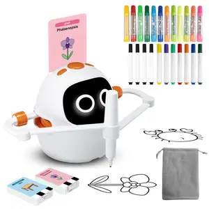 [TryTalk] Drawing Robot for Kids, Montessori Painting Learning Toys, Voice Interactive Educational Drawing Machine with 220 Word Cards for 3 4 5 6 7 8 Year Old Boys Girls Gift
