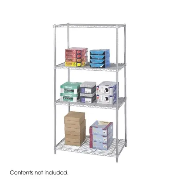Safco 5288GR Metallic Gray Industrial Open Wire Shelf Organiser - Freestanding 4-Tier Snap-In Interlocking Tower Rack, 36x24in Storage Unit, Assembles in Minutes, Dust-Free Design