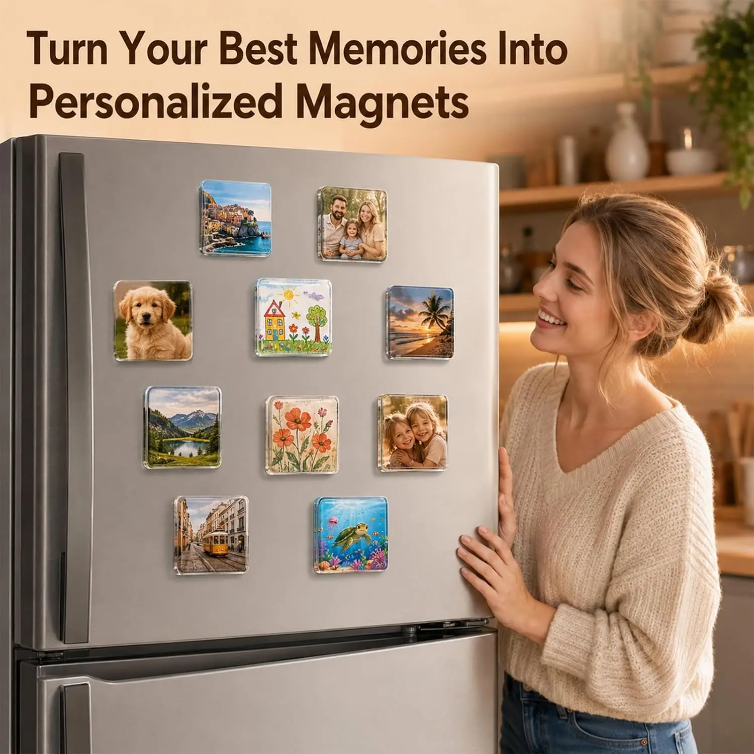 Clear Acrylic Fridge Magnets, Halloween Photo Frame Magnets for DIY Crafts, Kitchen, Classroom, Party and Office Decor