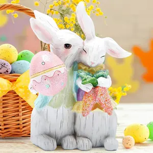 Easter Rabbit Design Resin Ornament, Cute Rabbit Decoration, Desktop Decorative Ornament for Home Office Coffee Shop Garden, Home Decor Ornaments
