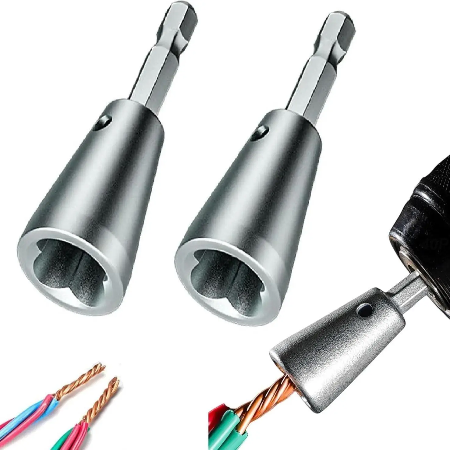 Wire Twisting Tools, Wire Stripping And Twisting Tools for Power Drill, Cable Quick Stripper, Power Tool Accessories for Drill (2 Counts)