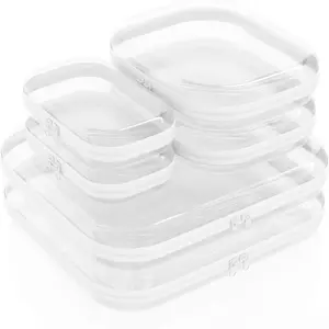 Organizer Storage Box 3Pcs/Set, Hard Zipper Case Toy Storage Bins Travel Organizer Waterproof Transparent Case  Pencil Case Toiletry Pouch  Cosmetic Bag White,Large Capacity,Portable & Versatile Organizer capson  display crayon  boxes wardrobe rack