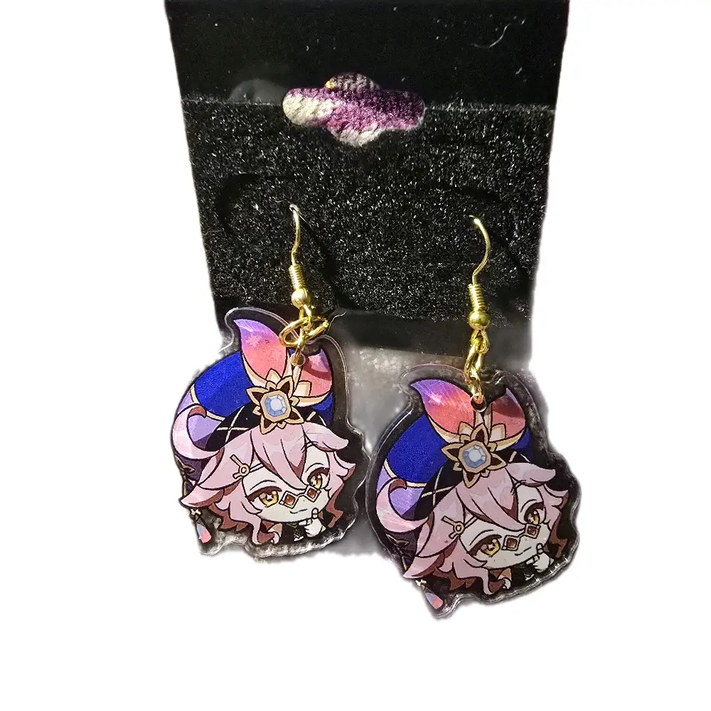 Dori Earrings Ginshin Impack - Character Design with Gold Hoop, Featuring Pink Hair and Blue Eyes