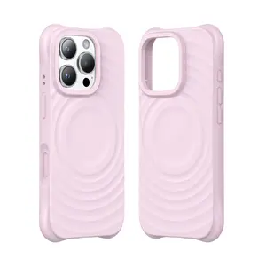 Magnetic Magsafe Wave Shell Case for Apple iPhone 16 15 Pro Max, Anti-Drop Shockproof Liquid Silicone Protective Cover, Wireless Charging Support, Casing, Cellphone, Smartphone, Accessories