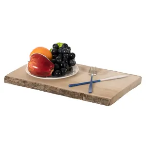 Vintiquewise QI004047-16 16 in. Rustic Natural Tree Log Wooden Rectangular Shape Serving Tray Cutting Board