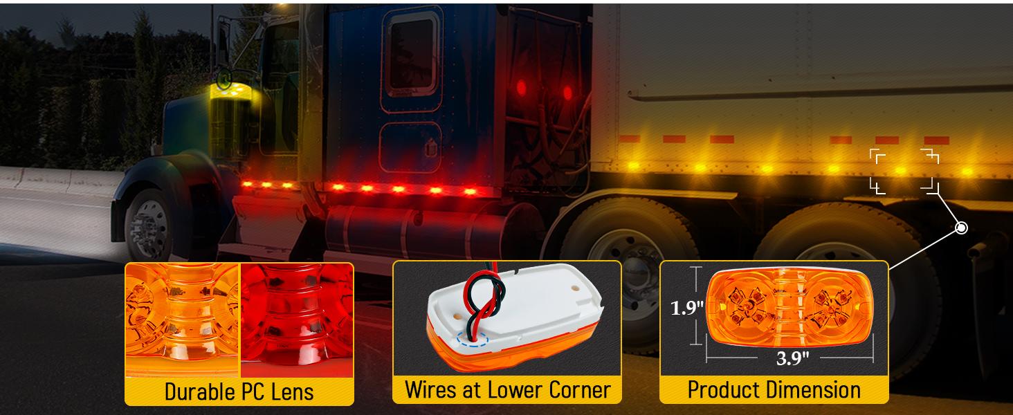 Partsam Trailer RV Marker LED Light Double Bullseye 10 Diodes Clearance Light