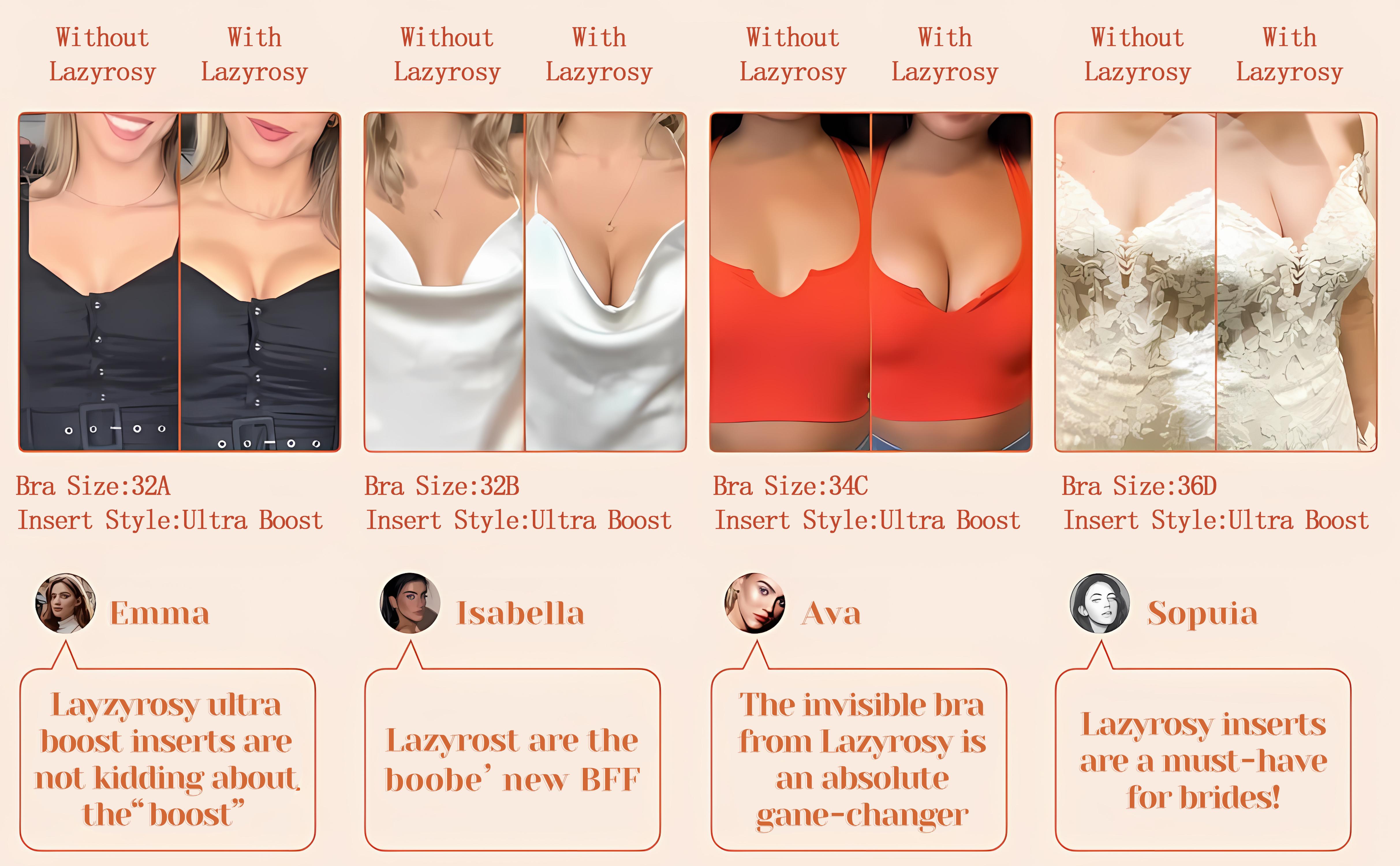 VRCOMFY Double-Sided Sticky Bra Pads - Invisible Lift Push Up Adhesive Silicone Breast Pads for Women, No-Slip Waterproof Sticky Bra Inserts for Low Cut Tops, Swimsuits, Dresses, A-D Cup