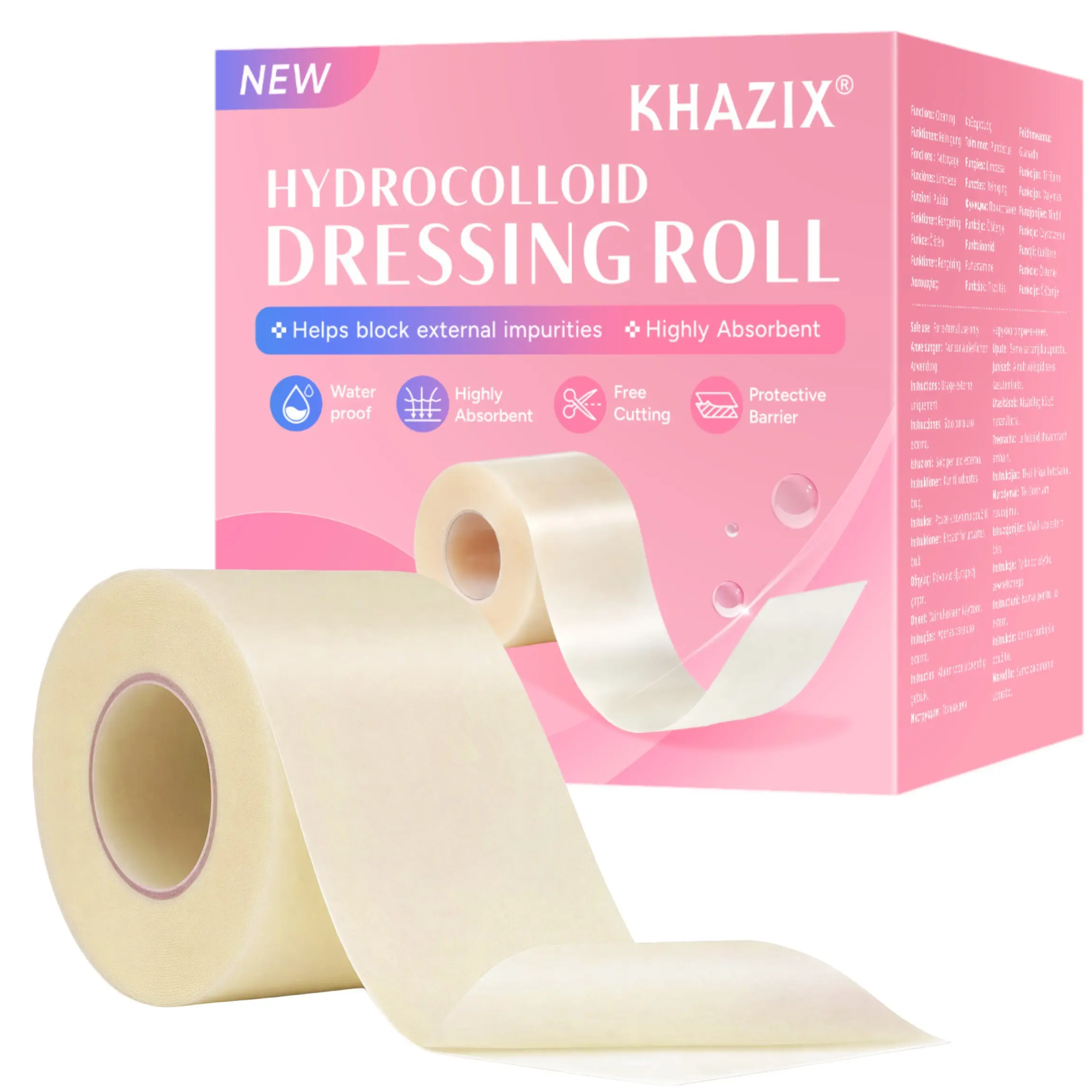 Hydrocolloid Dressing Roll, Dust-Proof, Reduces Friction, Breathable and Comfortable, Protects Skin, Freely Cut Into Patches, Scar Tape, Scar Solution, 1 Roll