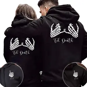 Custom Couples Hoodie Til Death 2 side Graphic Couple Hoodies Casual Fleece Fabric Pullover for Women for Men Classic Cotton