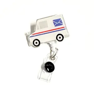 Postal Truck Badge Reel, Retractable Swivel Alligator Clip, Badge Clip, ID Holder, 2”