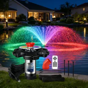 Pond Fountain Aerator,pond aerator,with  LED RGB Lighting Adjustable Modes,  1 HP 15,000 GPH, 750W 120V, 100FT Cord - for Large&small Ponds, Lakes & Outdoor Water Features