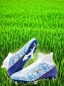 Men's Colorblock High Top Football Shoes, Breathable Comfortable Football Cleats, Non-slip Football Shoes for Outdoor Training & Competition