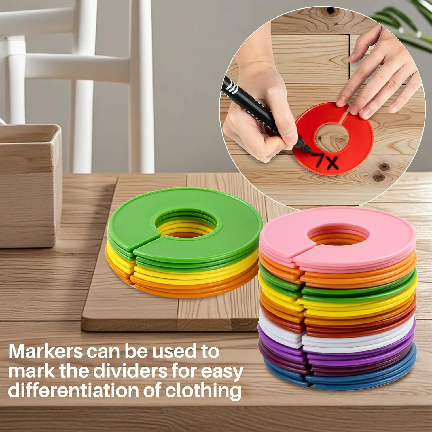 30PCS Closet Dividers Clothes Organizers -  Closet Organizers Plastic Clothes Size Dividers Labels Separators for Garment Organizer Boutique Hanger Clothing Rack No Burrs 10 Assorted Colors Hollow Tool