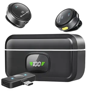 Wireless Microphone with Charging Case, 1 Box Wireless Lavalier Microphone with Noise Cancelling, Clip-on Magnetic Microphone for Video Recording, Podcasting, Live Podcast Equipment, USB Streaming Mic, USB Rechargeable Mic