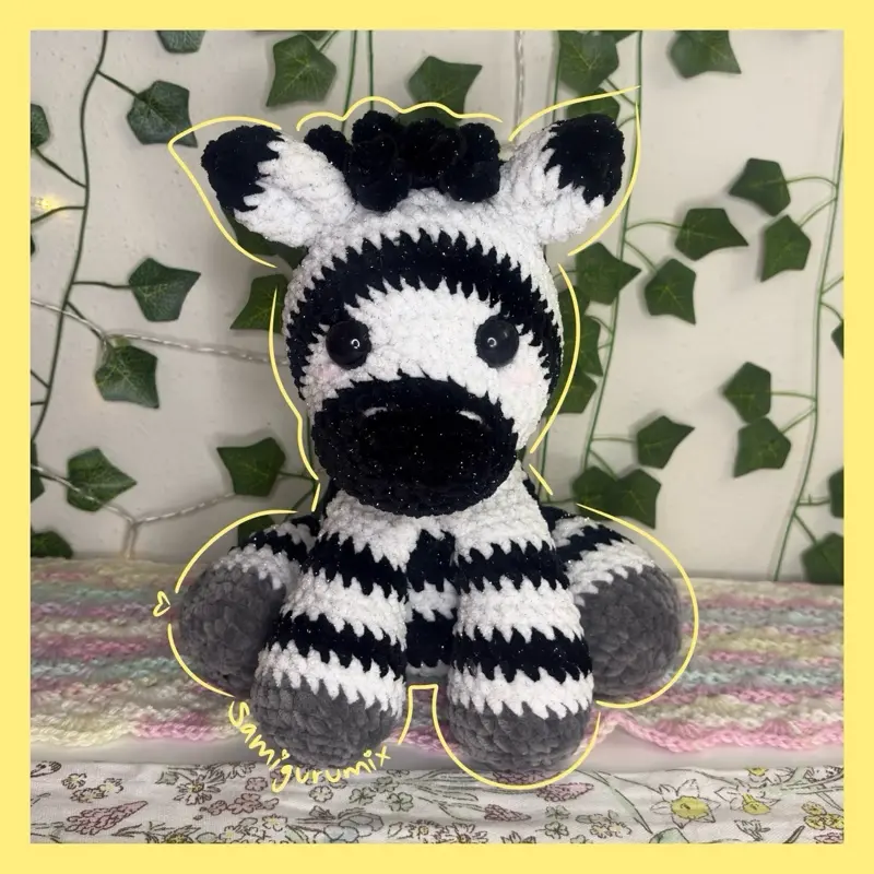 Handmade crochet sparkly Zebra
