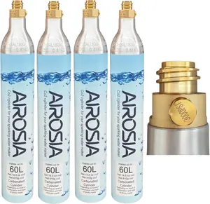 60L CO2 Canister Cylinders - Compatible with Sodastream Blue Screw-In, Ninja Thirsti, Philips & Most Standard Soda Makers - Threaded Style CO2 Tanks (14.5 oz, Four Pack)