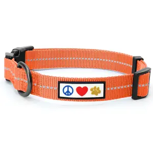 Pawtitas Recycled Dog Collar with Reflective Puppy Collar Small Coral Pawtitas