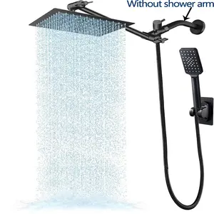 shower head with handheld spray,8/10''High Pressure Rainfall Shower Head / 3 Setting Handheld Shower head Combo with 11'' Extension Arm and 78" Extra Long Hose/Square Rain shower head