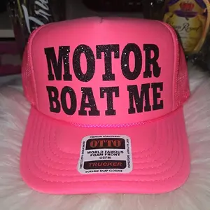 Otto Motor Boat Me Trucker Hat - Pink Foam Front with Durable Snap Closure - World Famous Foam Front