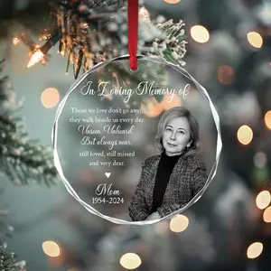 Custom Photo Memorial Ornament Dad Remembrance Christmas Ornament Memorial Day Glass Ornament Mom Loss Ornament Loss Of Father Gift