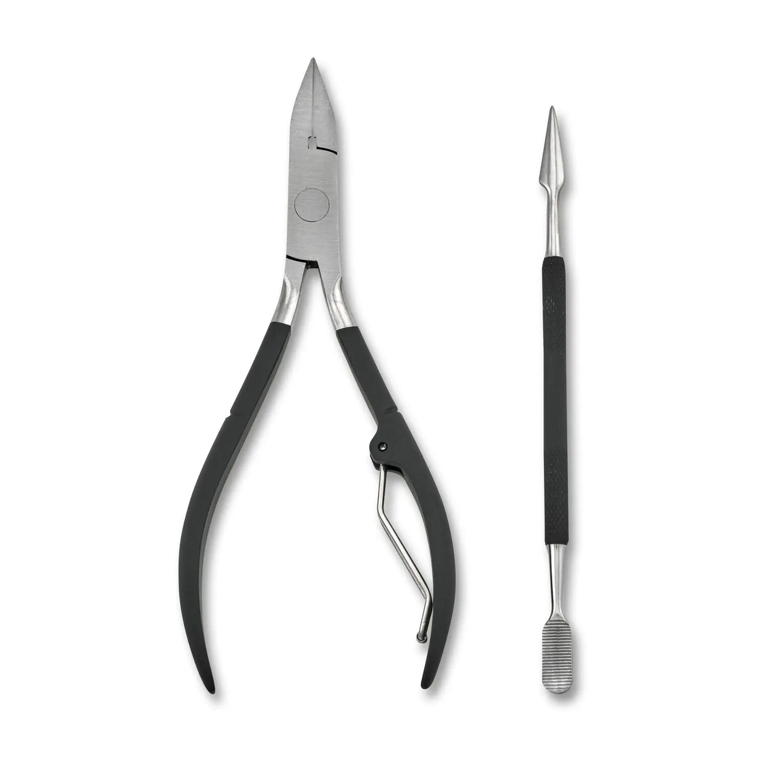 JAPONESQUE Toenail Nipper & Cuticle Pusher Set, Salon-Quality Nail Care Products with Soft Touch Handle, For Thick Nails