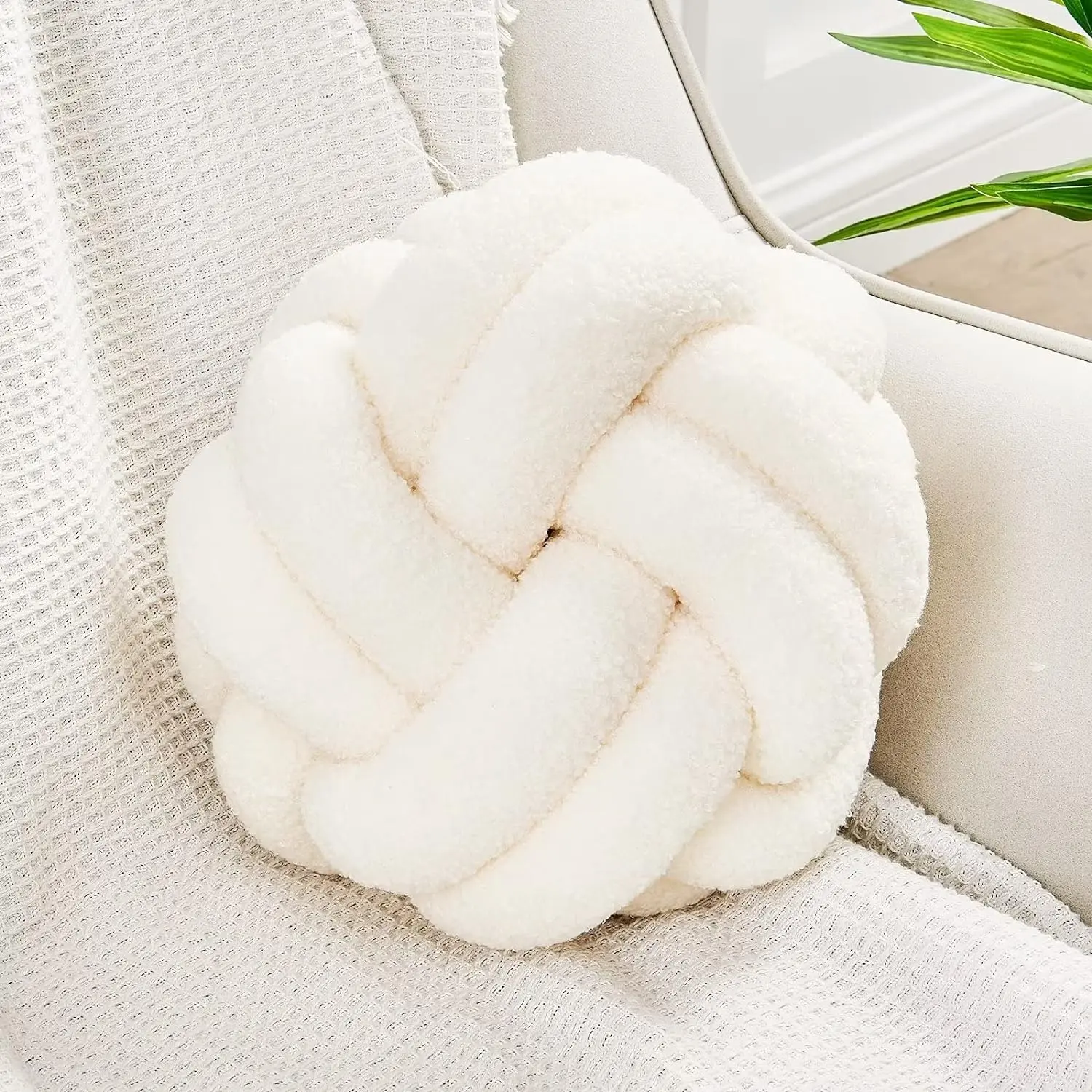Knot Pillow Ball, Soft  Home Decor Knotted Pillows, Handmade Round Plush Throw Pillow, Aesthetic & Cute Large Decorative Pillows for Bed, Floor, Couch, Bedroom Home Decor 11 inches