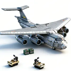 1486pcs Large Transport Plane Building Blocks, Y-20 Airplane Model Display Piece, Cargo Carrying Aircraft, High Difficulty Adult Assembly Model, DIY Building Model