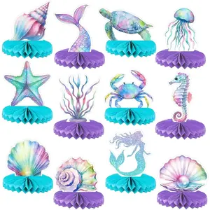 Mermaid Birthday Party Centerpieces (12-Pack) – Unique Under The Sea Themed Table Decorations for Girls, Mermaid Theme Party Supplies