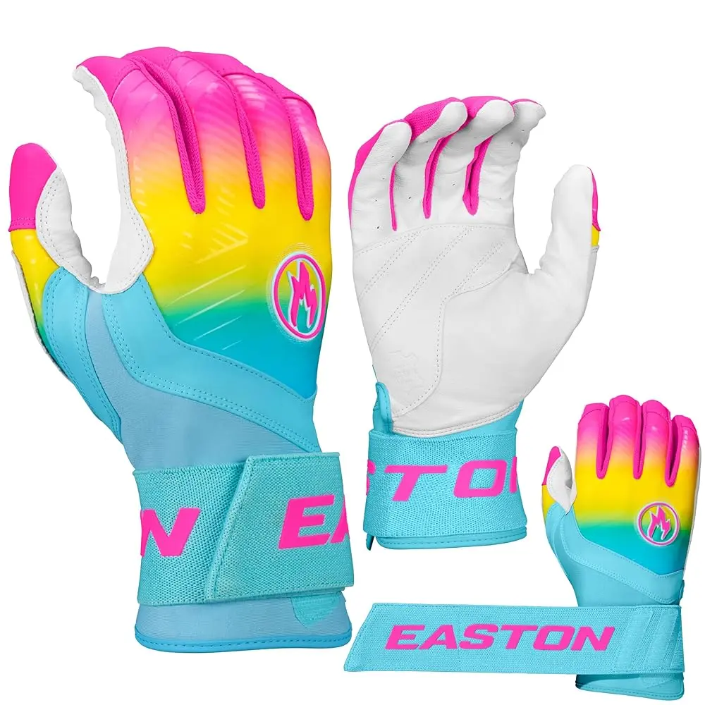 Easton Walk-Off Ethos Youth Baseball Batting Gloves with Compression Wrist Strap, Medium, Thermal Fire
