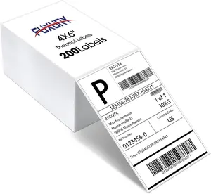4×6 Thermal Shipping Labels, 200 Fanfold Direct Thermal Labels with Perforation & Strong Adhesive for Shipping Printers
