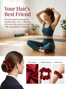 3pcs 100% Mulberry Silk Scrunchies, Fashion Hair Accessories Set, Seamless & Gentle, Light Luxury Texture, High Elasticity, Ideal for Professional Women, Students and Daily Hair Care. Versatile Hair Accessory for Commute, Social and Party Occasions