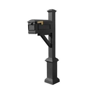 QualArc  Westhaven System with Lewiston Mailbox, Square Base & Pyramid Finial, Black