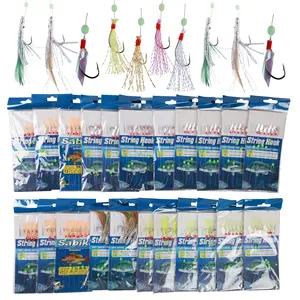 22 Packs Bait Rigs Set, Fishing Bait Rigs,Fishing Rigs with Sharp Hooks,Soft Shrimp Lure Surf Fishing Rigs Fish Skin Feather Hooks for Freshwater