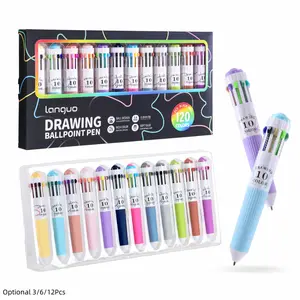3/6/12 Pack Multicolor Pens, 28/60/120 Colors, 10-in-1 Colored Ballpoint Pen, Drawing Pens, Drawing Pens Set, 0.8mm Fine Point Smooth Writing, Retractable Ballpoint Pens for Office School Students Gifts, Ballpoint Pen Kit