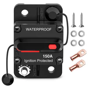 Nilight 150A Circuit Breaker Resettable 12-48V DC Manual Reset w/Copper Wire Lugs Surface Mount Overload Protection for Car Audio Sound Amplifier System RV Marine Boat Truck