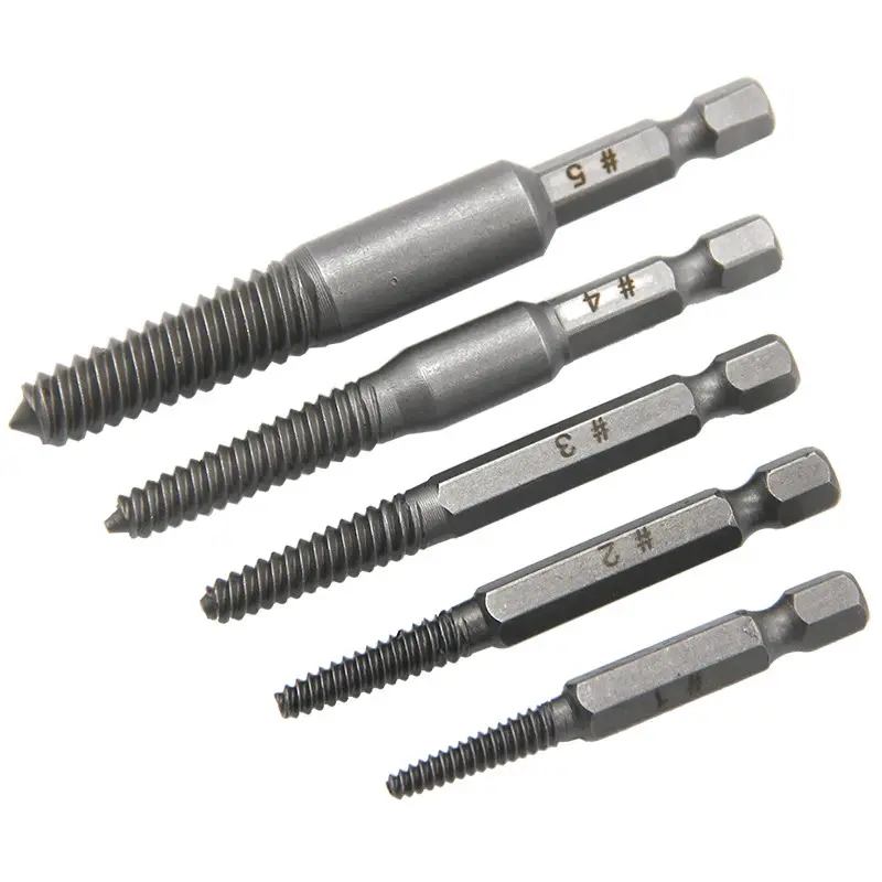 5pc Hex Handle Broken Head Screw Removal Tool 60mm Black Electric Hex Screw Removal Tool Set Cover Manual Screwdriver Screw Extractor Bits Hardware Screw Remover
