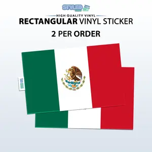 MEXICAN FLAG rectangular vinyl STICKER