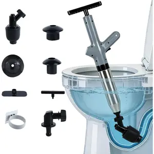 High  Toilet Plunger,Air Drain Unclogger Blaster with Visual Barometer & 6 Different Plunger headss,Upgraded Toilet Plunger,Heavy Duty Clog Remover Kits for Bathroom Sink & Toilet